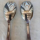 Silver plated salad servers serving cutlery