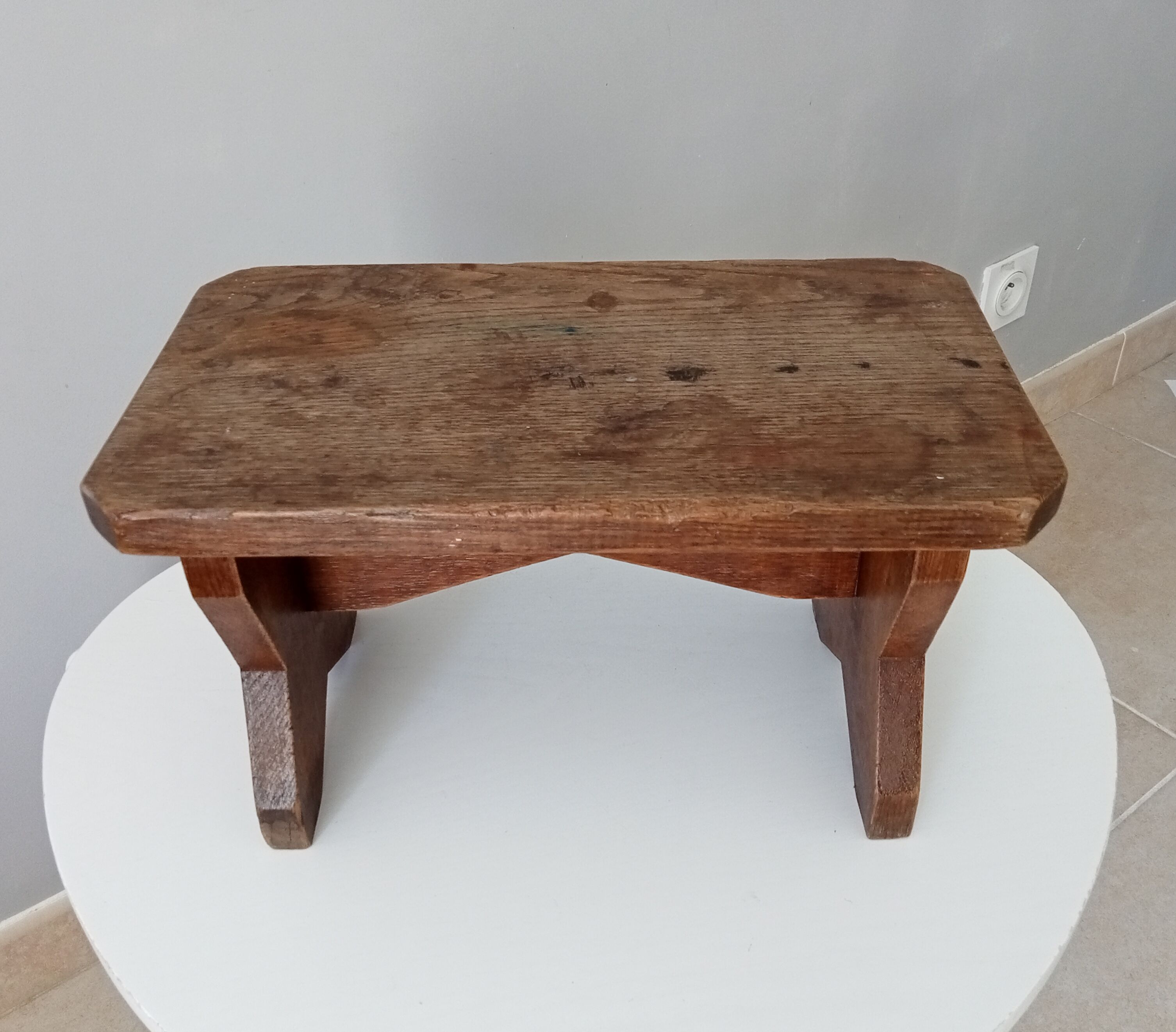 Antique solid oak stool