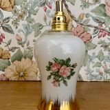 Vintage tulip ride in white opaline drawings of roses