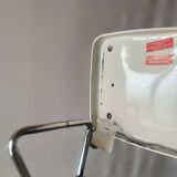 Vintage cosco step stool chair in chrome steel and white skai