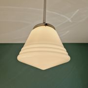 Art Deco pendant lamp in conical white opaline, 1920s-30s