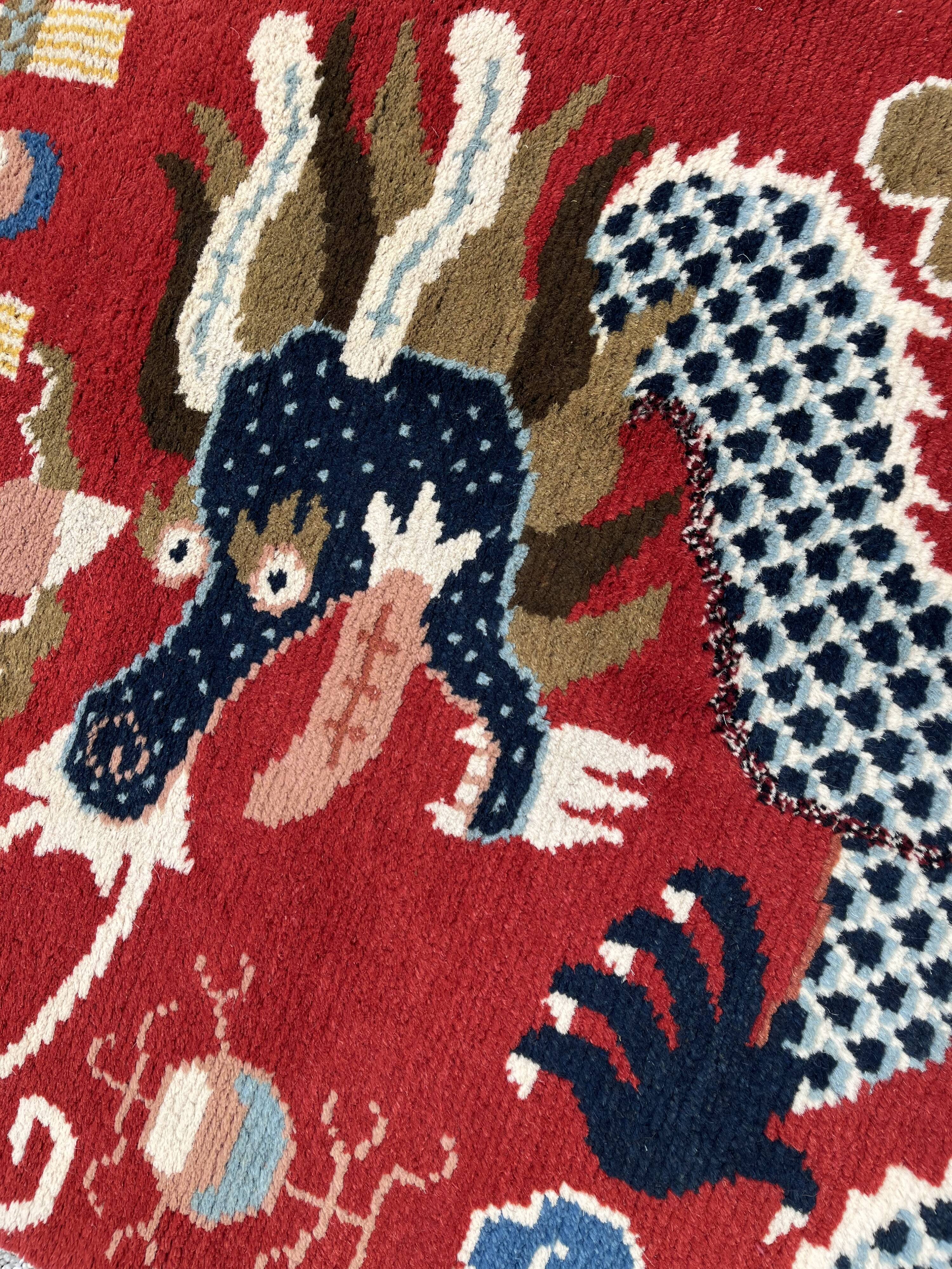 Ningxia, five-claw dragon carpet, Circa 1920