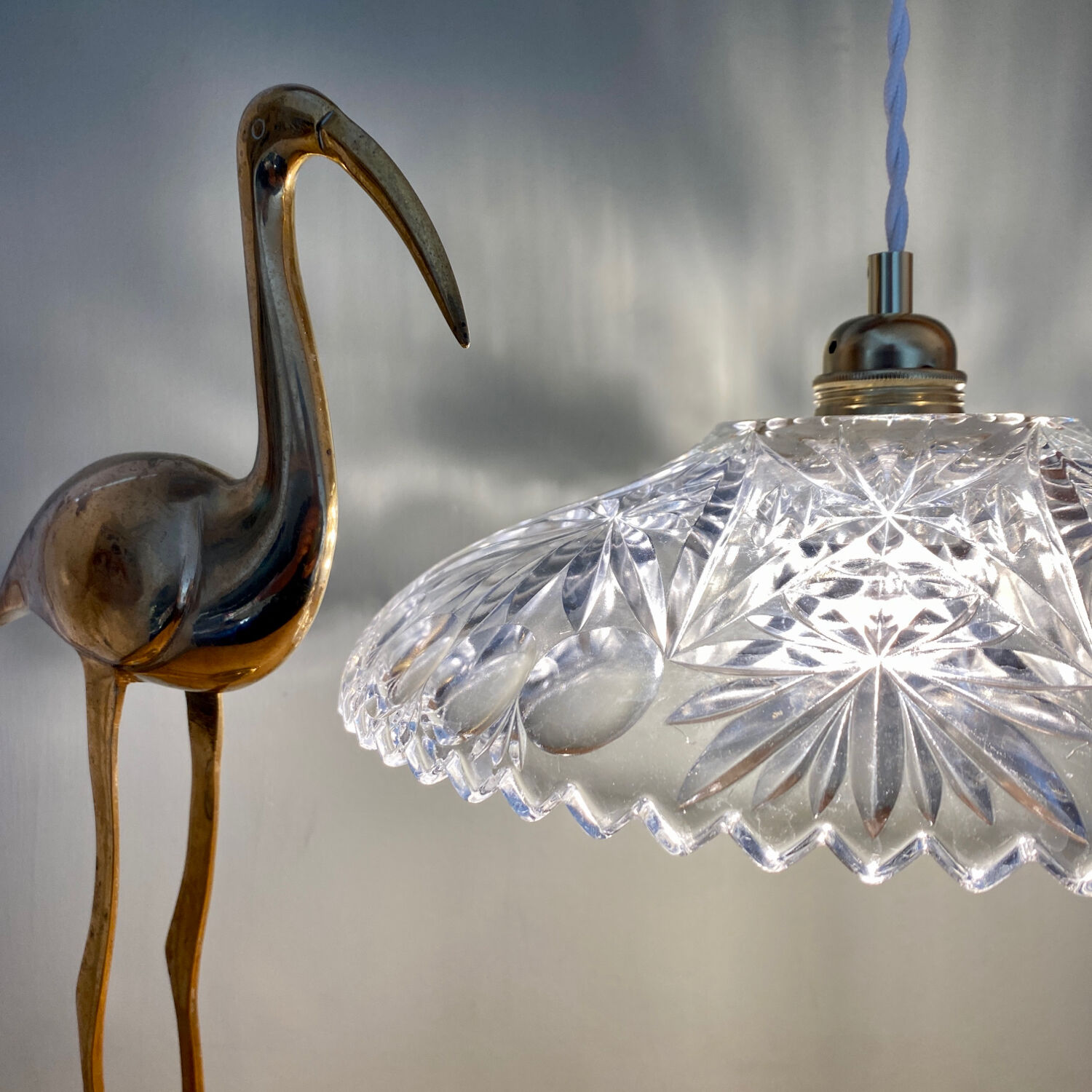 Vintage glass lampshade pendant light - tableware collection -