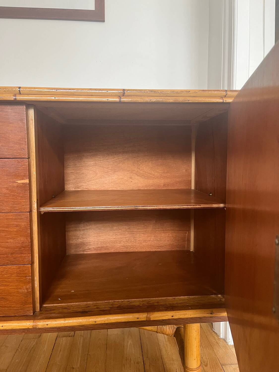 Enfilade en rotin Audoux et Minnet années 50