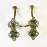 Antique patinated brass coat hooks
