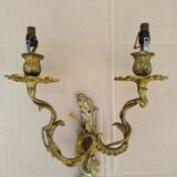 Baroque twisted gilded bronze wall lamp 2 lights