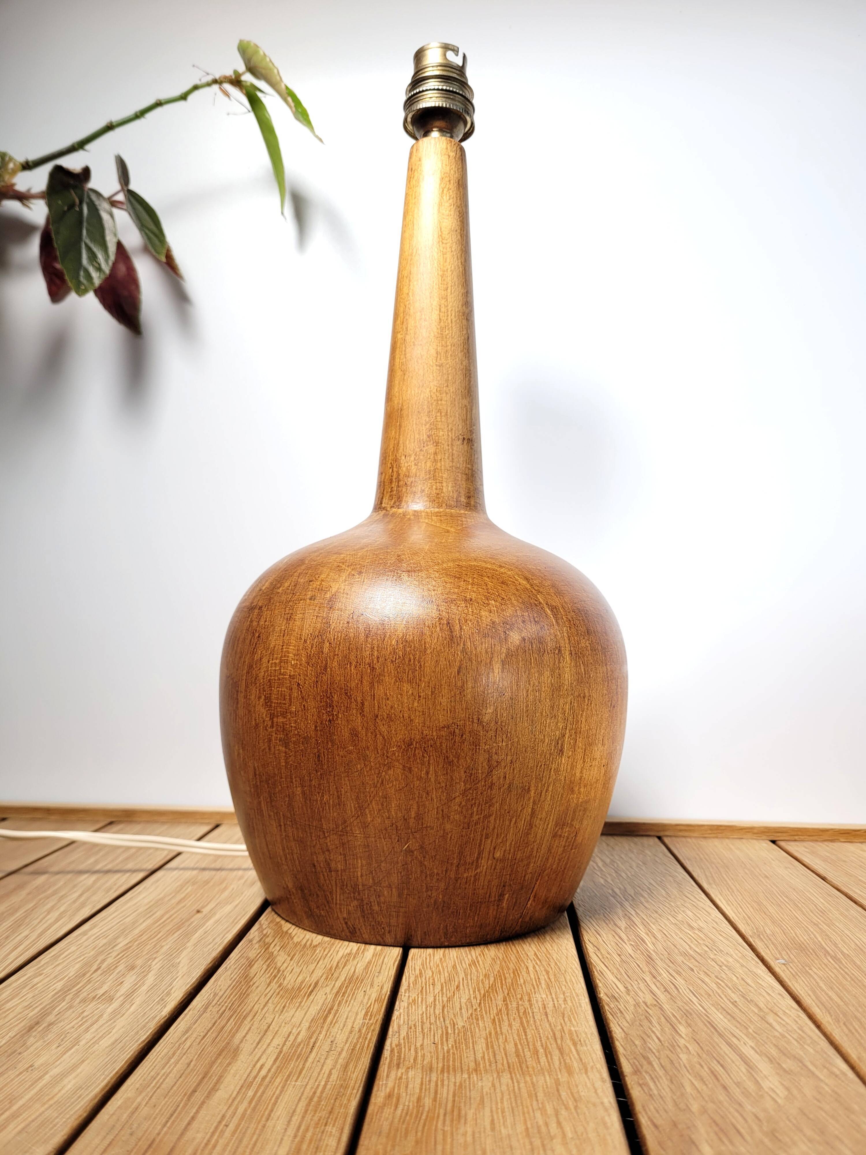 Pied lampe vintage bois tourné brut