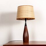 Danish keel-shaped table lamp in teak and ebony by Fog & Morup.