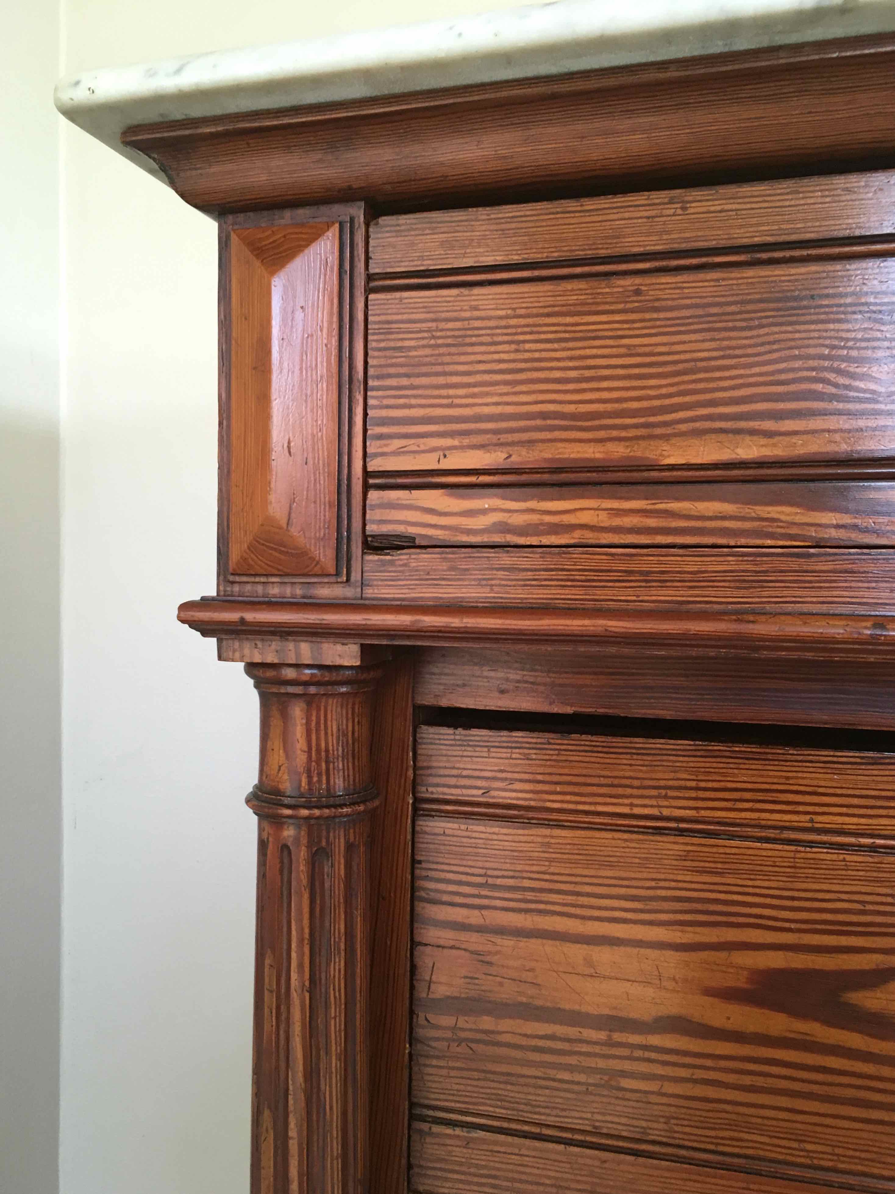 Marble and pitchpin chest of drawers