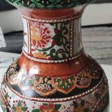 Japanese baluster vase Imari style. Peacock/Floral motifs, stamped. High 35.5 cm