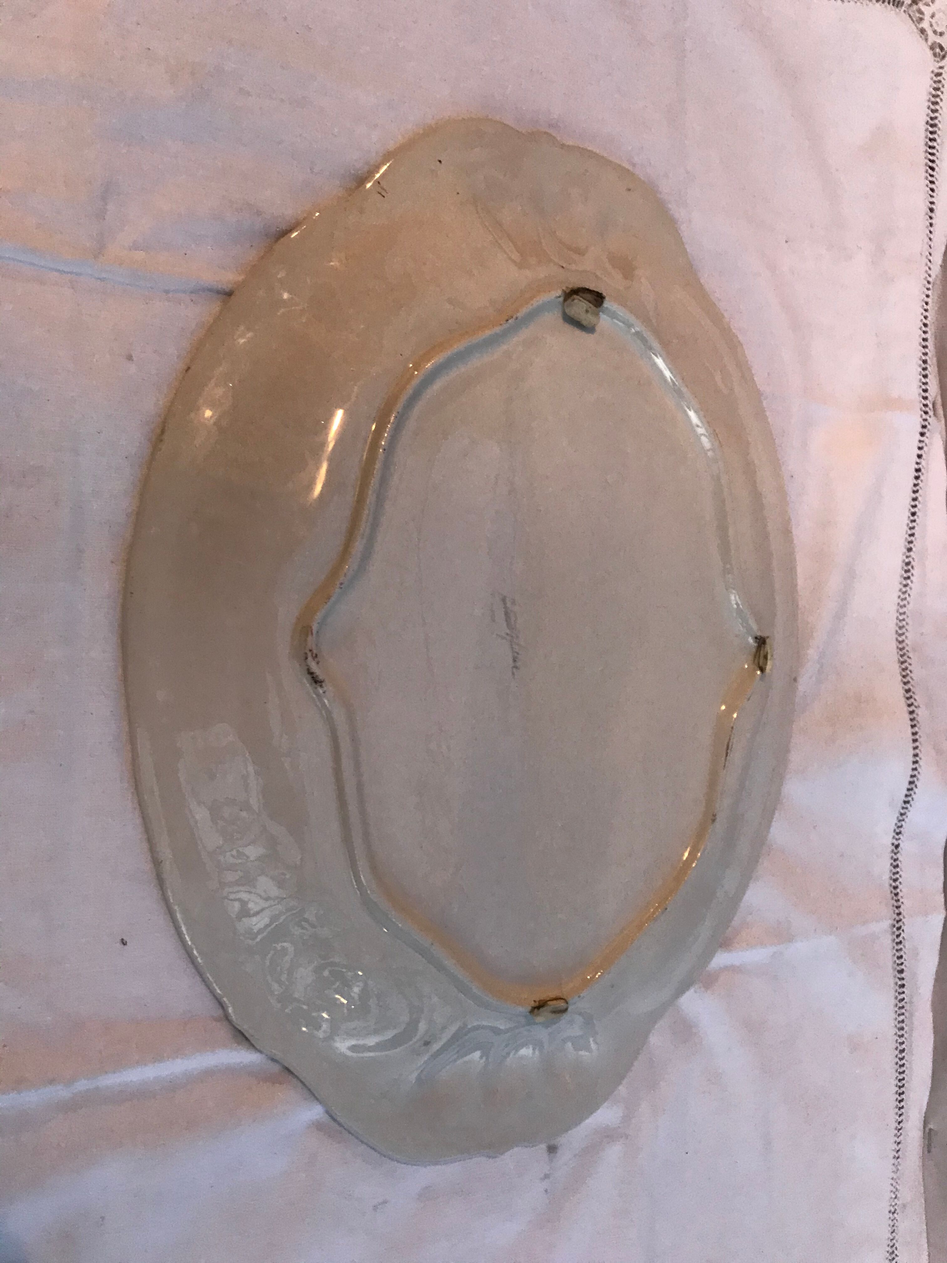 Former ceramic plate white decor red vintage