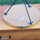 Side table from the 60s Whisky table top in black glass and gilded metal tripod base in