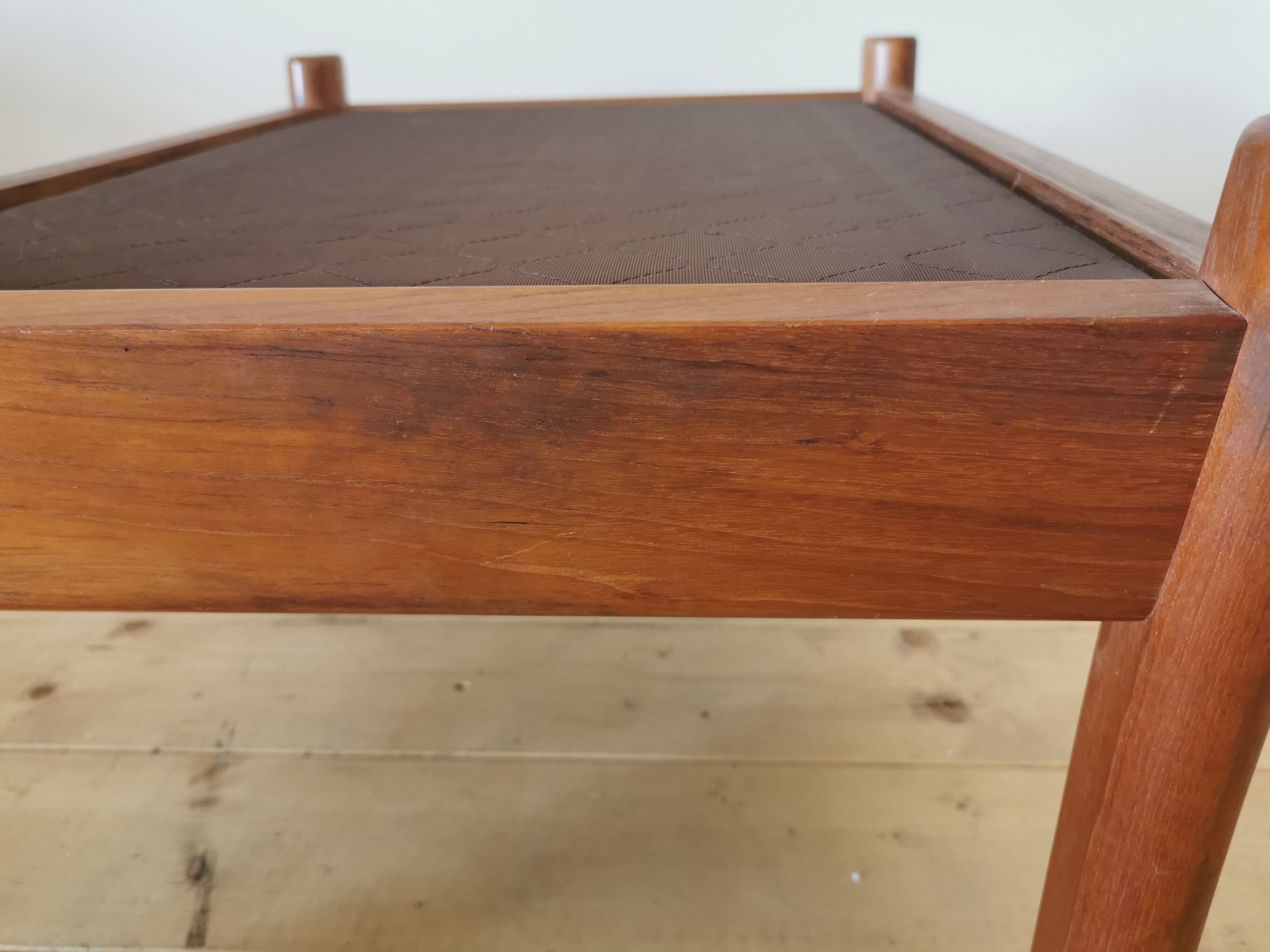 Pair of Dyrlund leather footrest 60s leather