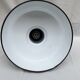 Industrial pendant light in black and white enamelled sheet metal factory bowl