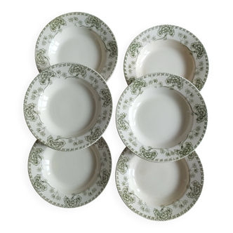 Lot d'assiettes creuses en faïence terre de fer Sarreguemines U&C Palmyre