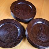 Assiettes de présentation en wengé massif, années 60