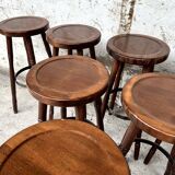 Set of 12 solid wood bar stools 1960 - 1970 vintage