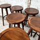 Set of 12 solid wood bar stools 1960 - 1970 vintage