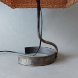 Brutalist lamp 1950 in wrought iron with handmade wool lampshade.