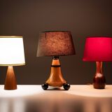 Trio de petites lampes de table des années 1960 avec abat-jour, Hollande