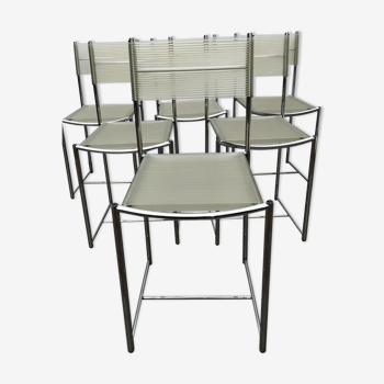 Set of 6 chrome spaghetti chairs model 101 of Belotti for Alias of the 70s-80s