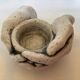 Hand candle holder gray black stone