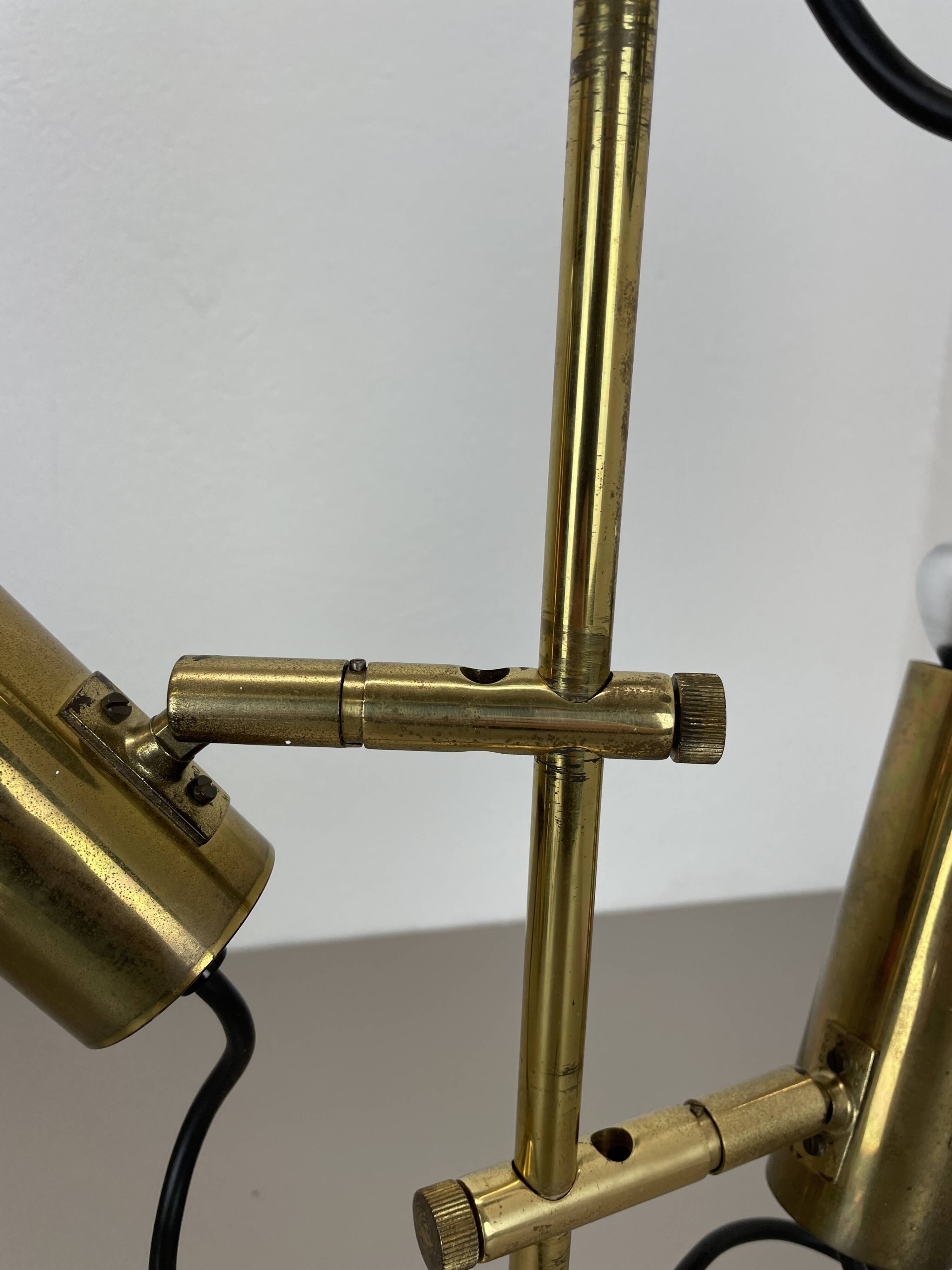 Unique 3-spot brass ceiling light koch and lowy style omi lighting germany, 1970