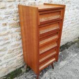 Commode haute rotin