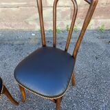 2 Chaises de restaurant bois courbé simili cuir vintage French bistro