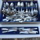 Set of silver metal cutlery from maken's + centrepiece + basket