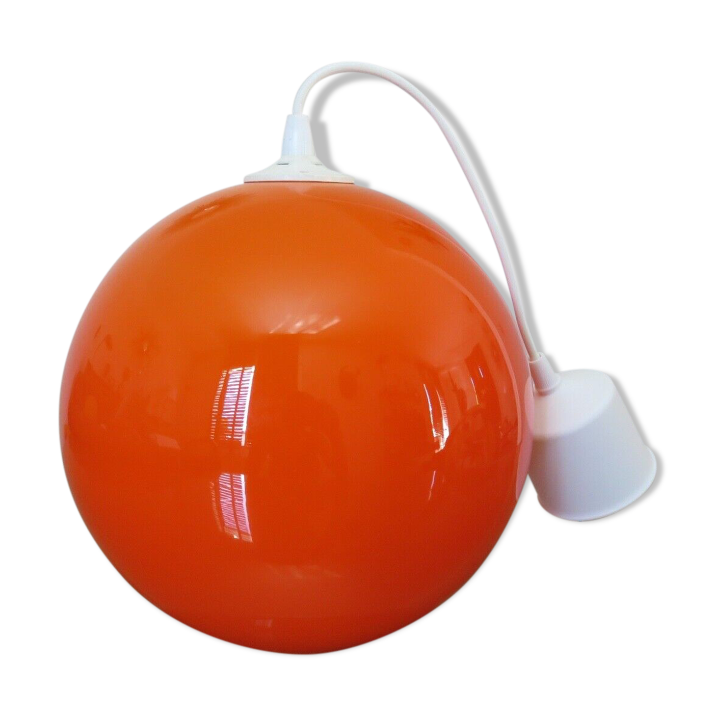 Suspension ball in opaline orange 70s