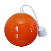 Suspension boule en opaline orange années 70