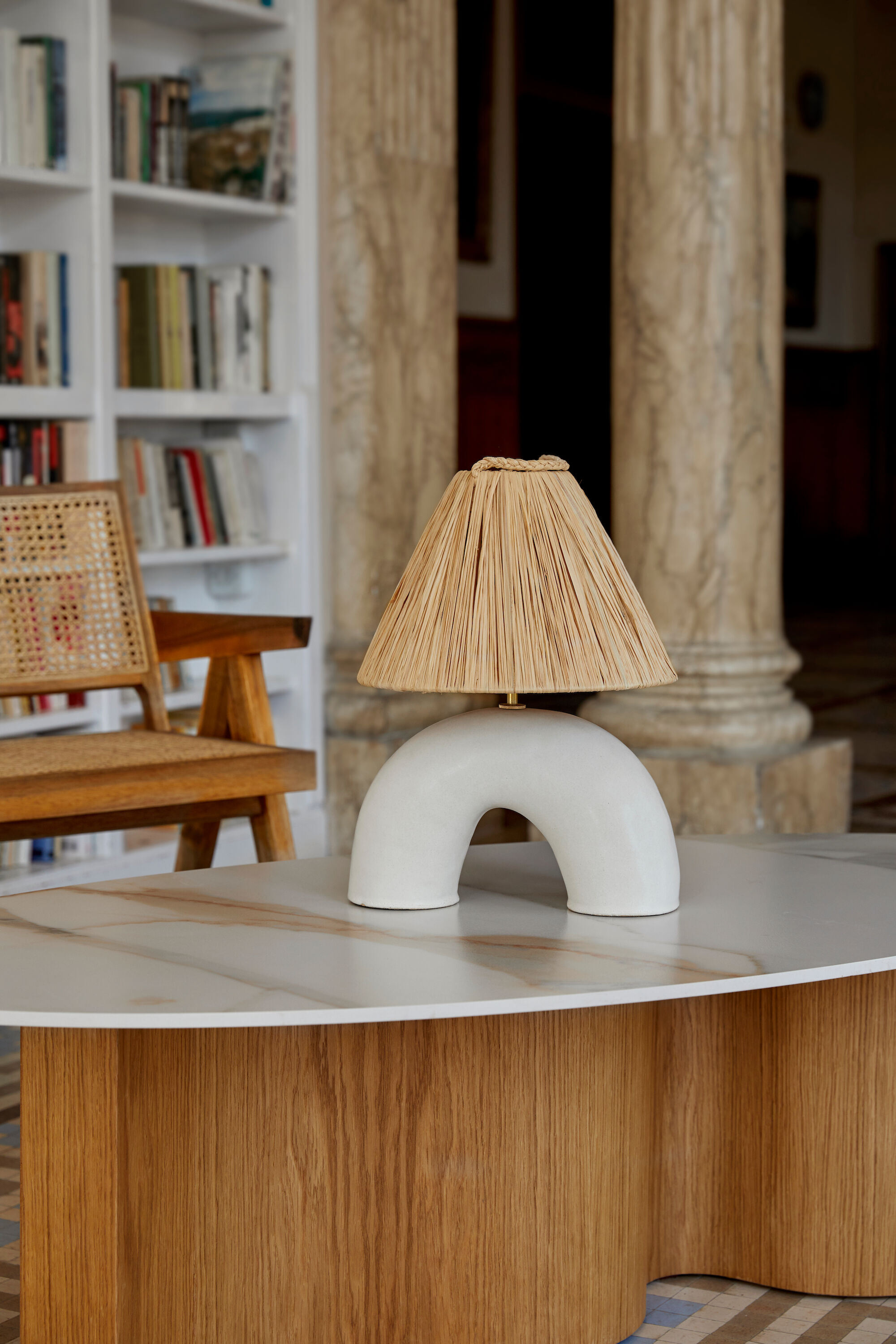 Wavewoo coffee table with stone top