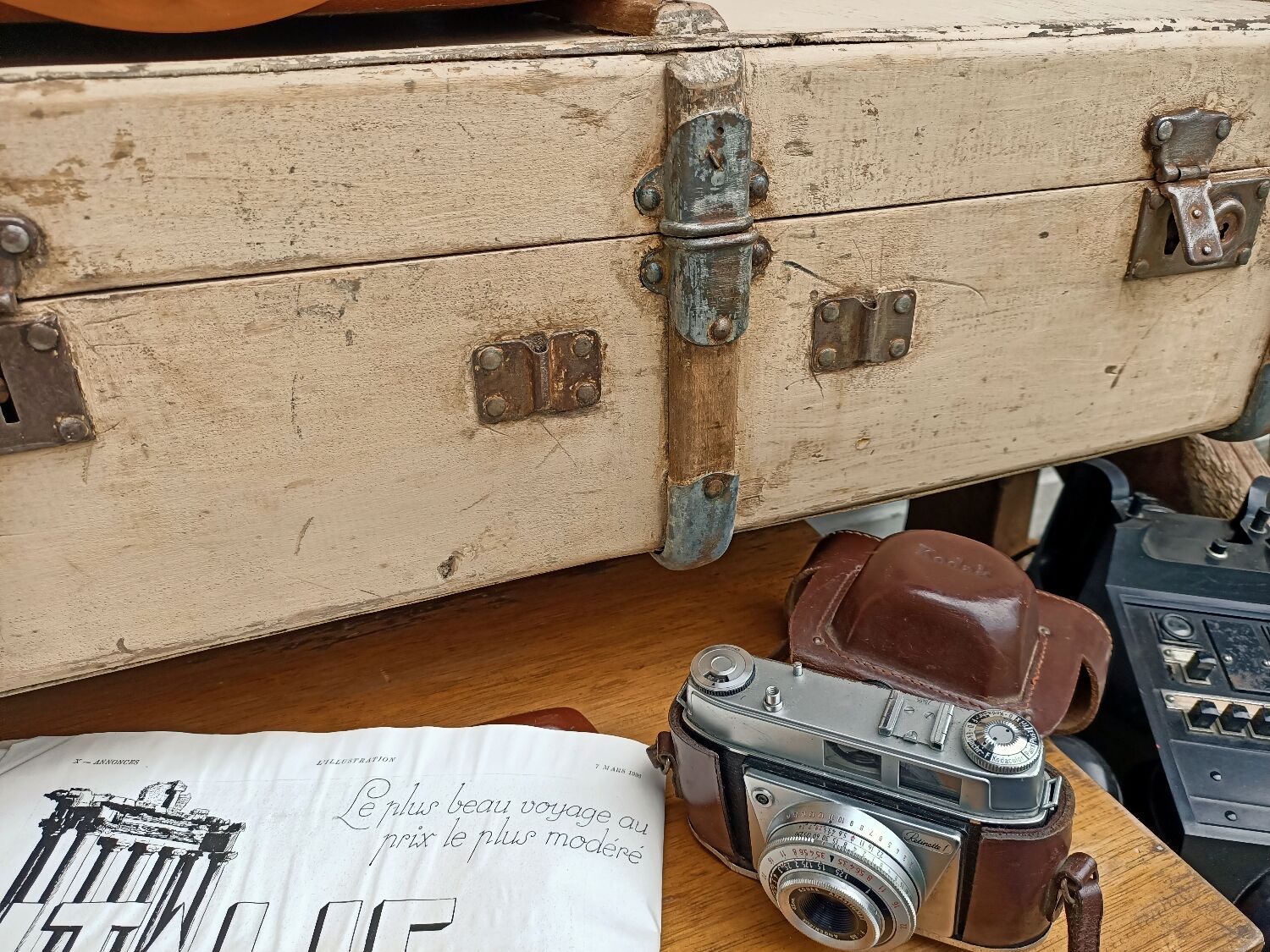 Old wooden suitcase