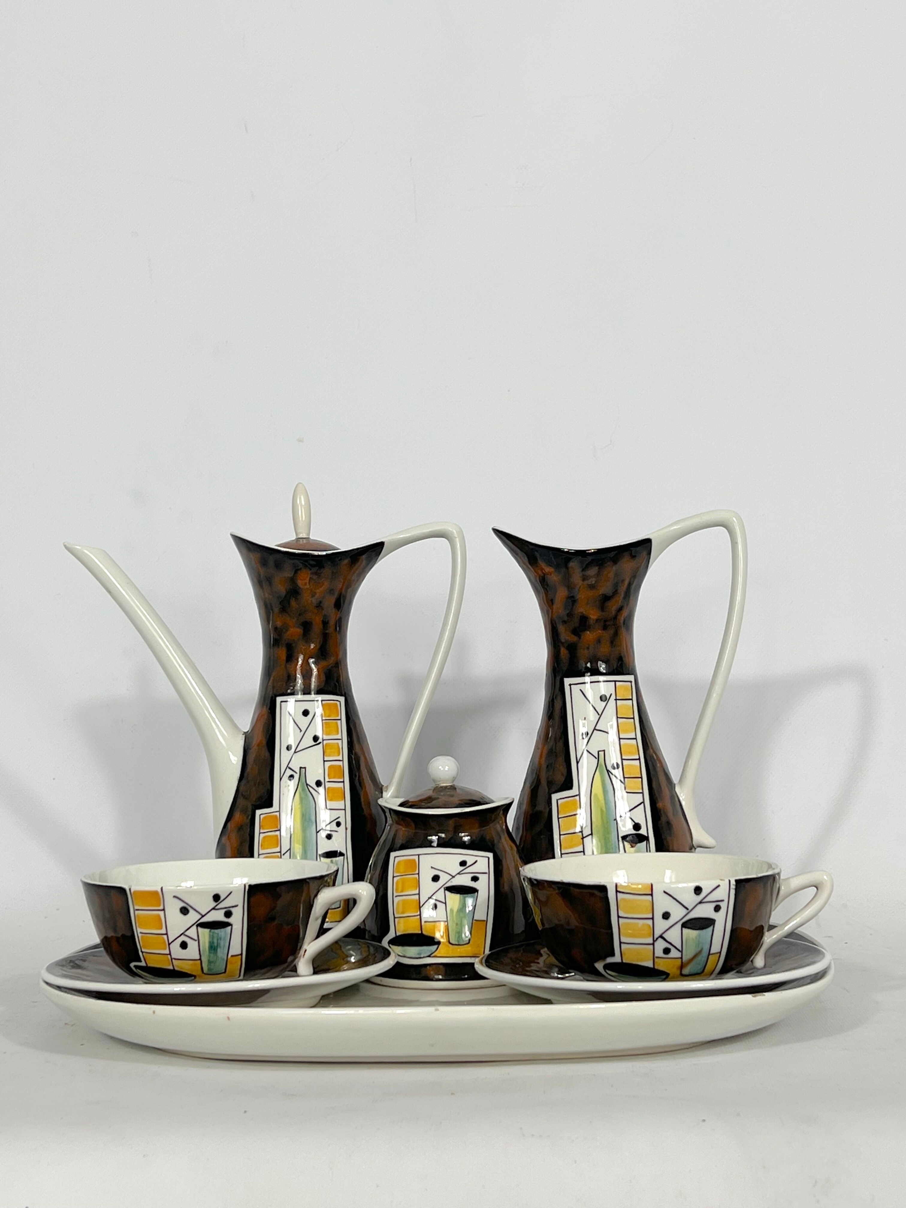 Mid-century ceramic teapot set by Alfa Ceramiche, Italy 1950s