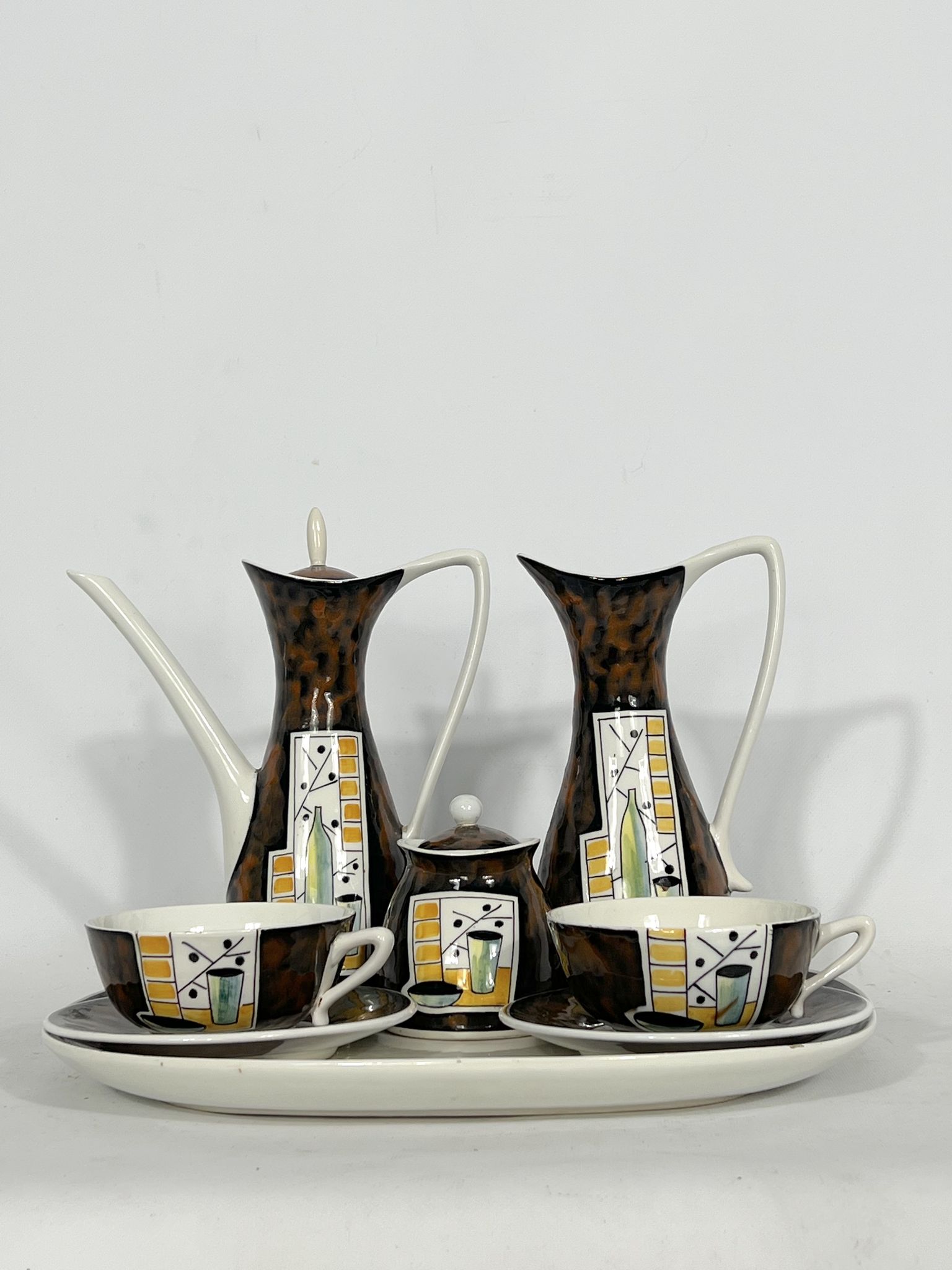 Mid-century ceramic teapot set by Alfa Ceramiche, Italy 1950s