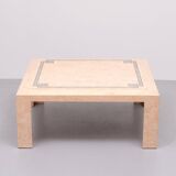 Robert Marcius Pink Tessellated Marble and Brass inlay Coffee table 1970s