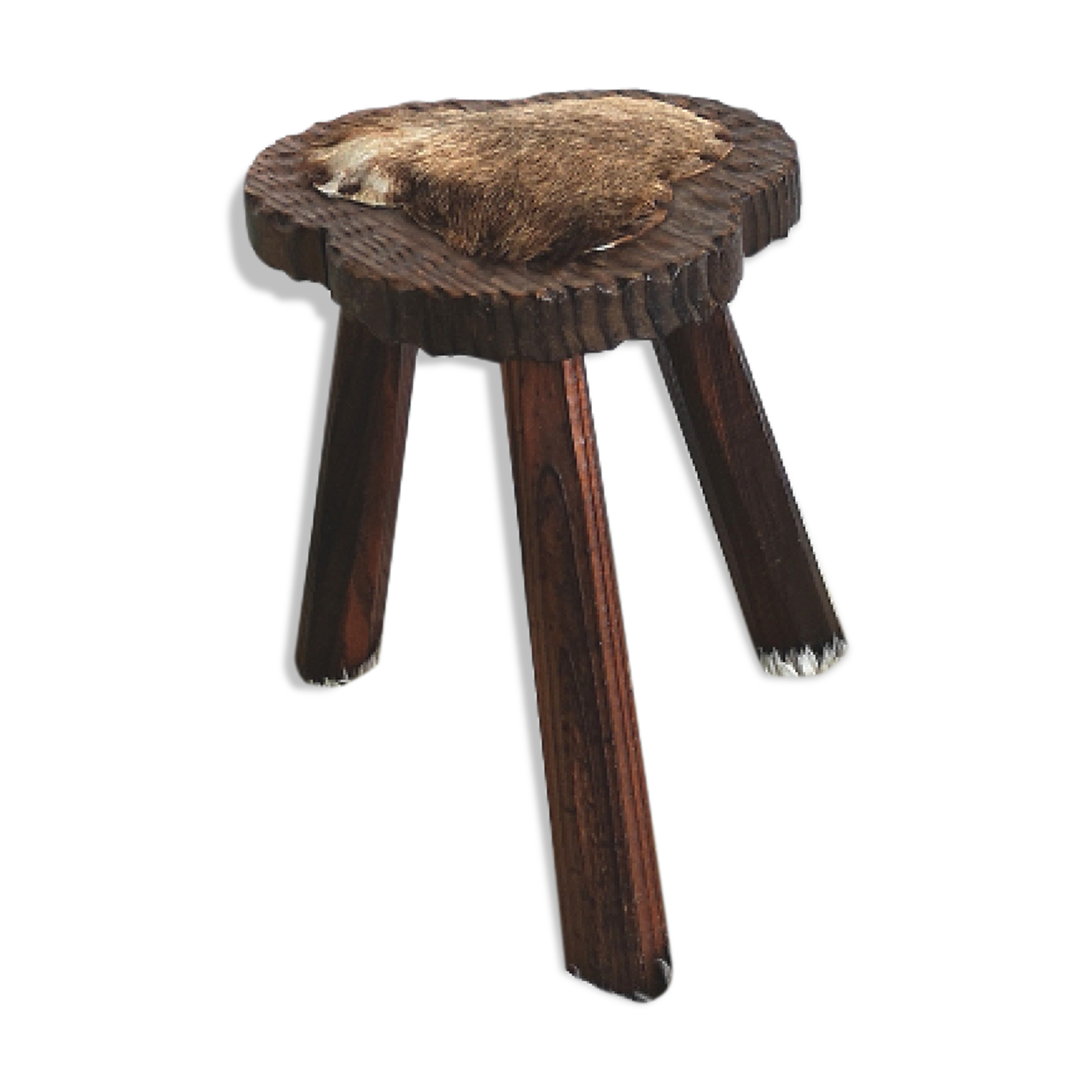 Stool tripod cow skin