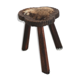 Stool tripod cow skin