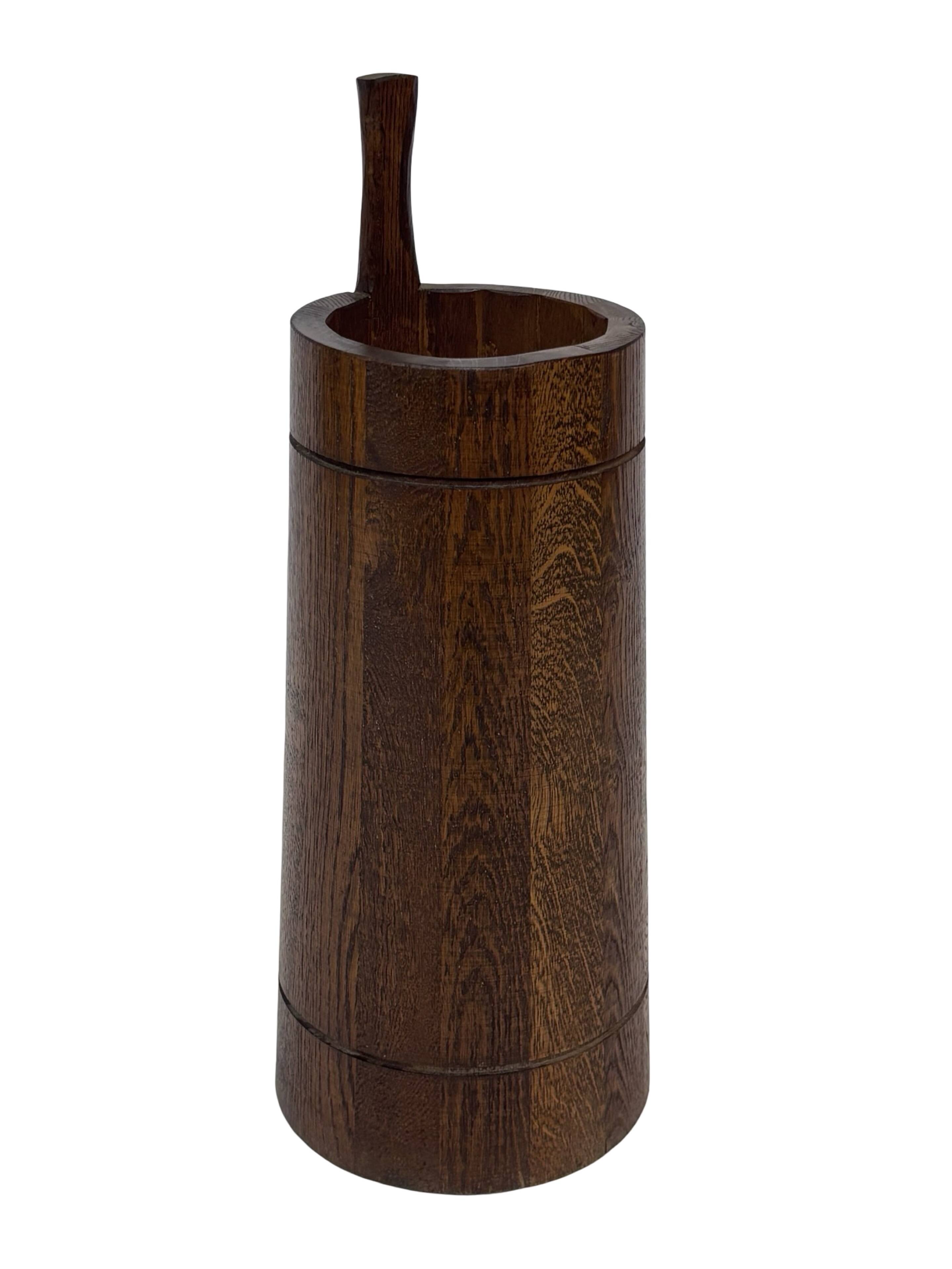 Vintage umbrella stand holder oak basket storage design 60's minimalist