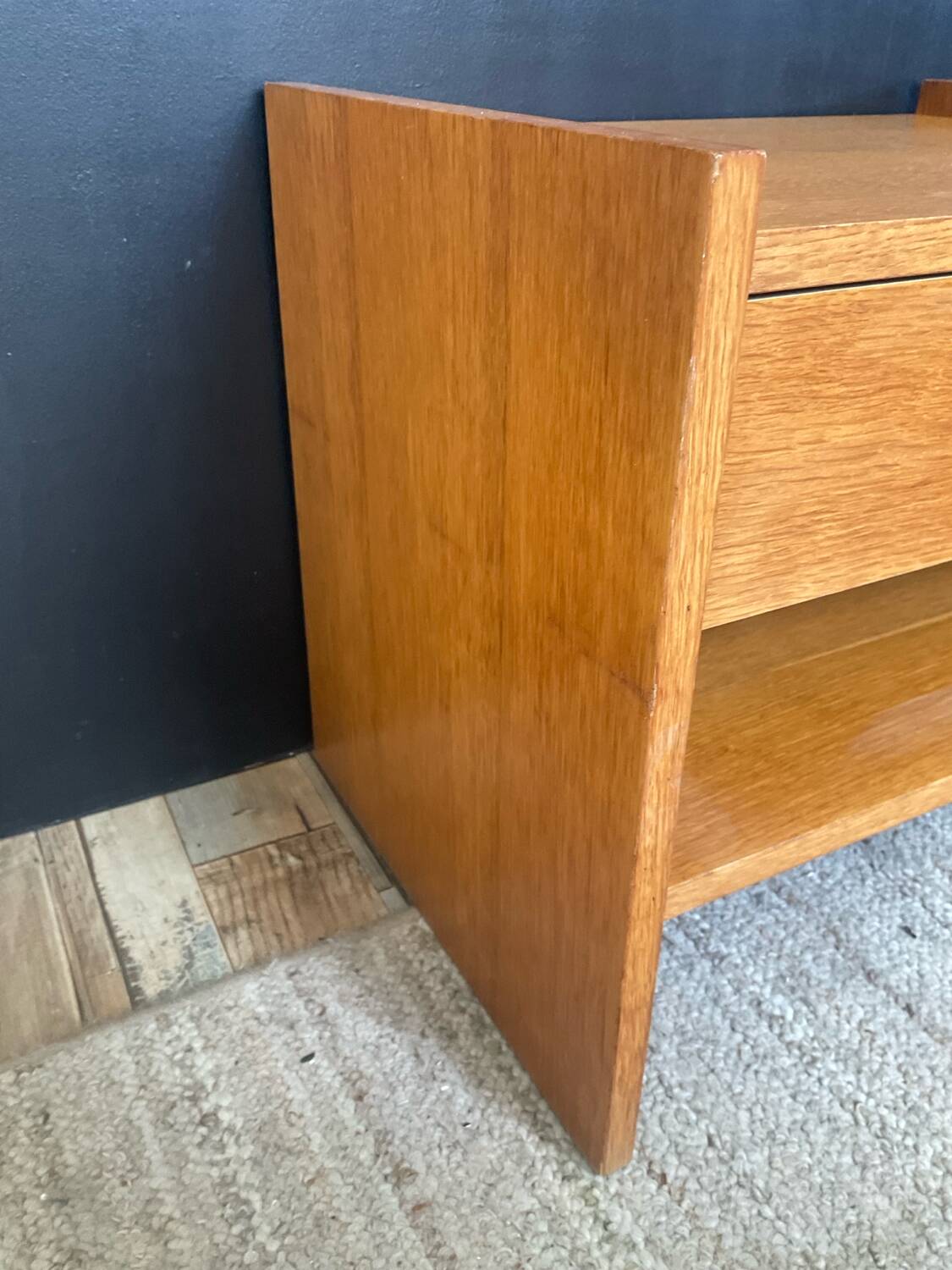 Vintage beech bedside table from the 1970s.