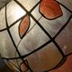 Vintage lamp in wood, brass and mother-of-pearl.