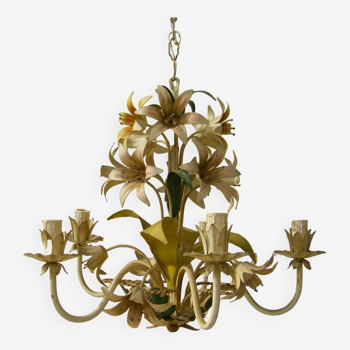 Floral chandelier in vintage metal