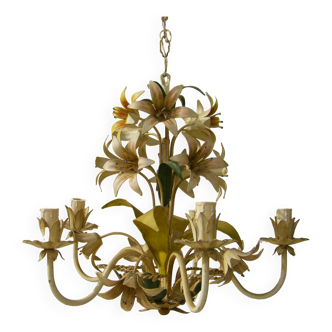 Floral chandelier in vintage metal