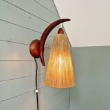 Scandinavian teak and sisal rope wall light, Temde, 1950-60