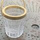 Whiskey carafe and ice bucket in transparent glass and meta handle, gilded brass, diamond pattern
