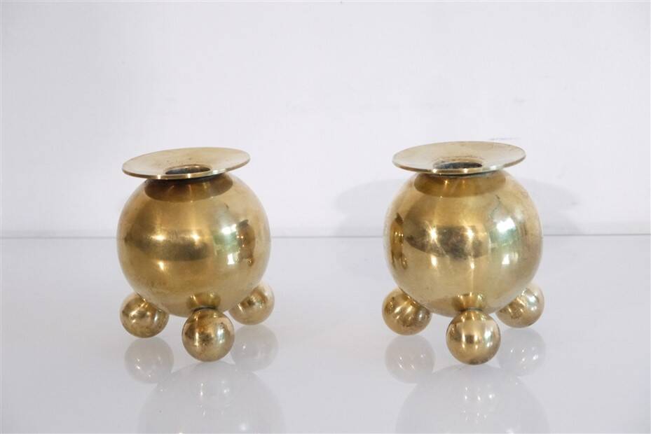 Pair of Scandinavian brass candlesticks 1970