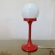 Tulip foot lamp, 1970, red lacquered aluminium and opaline