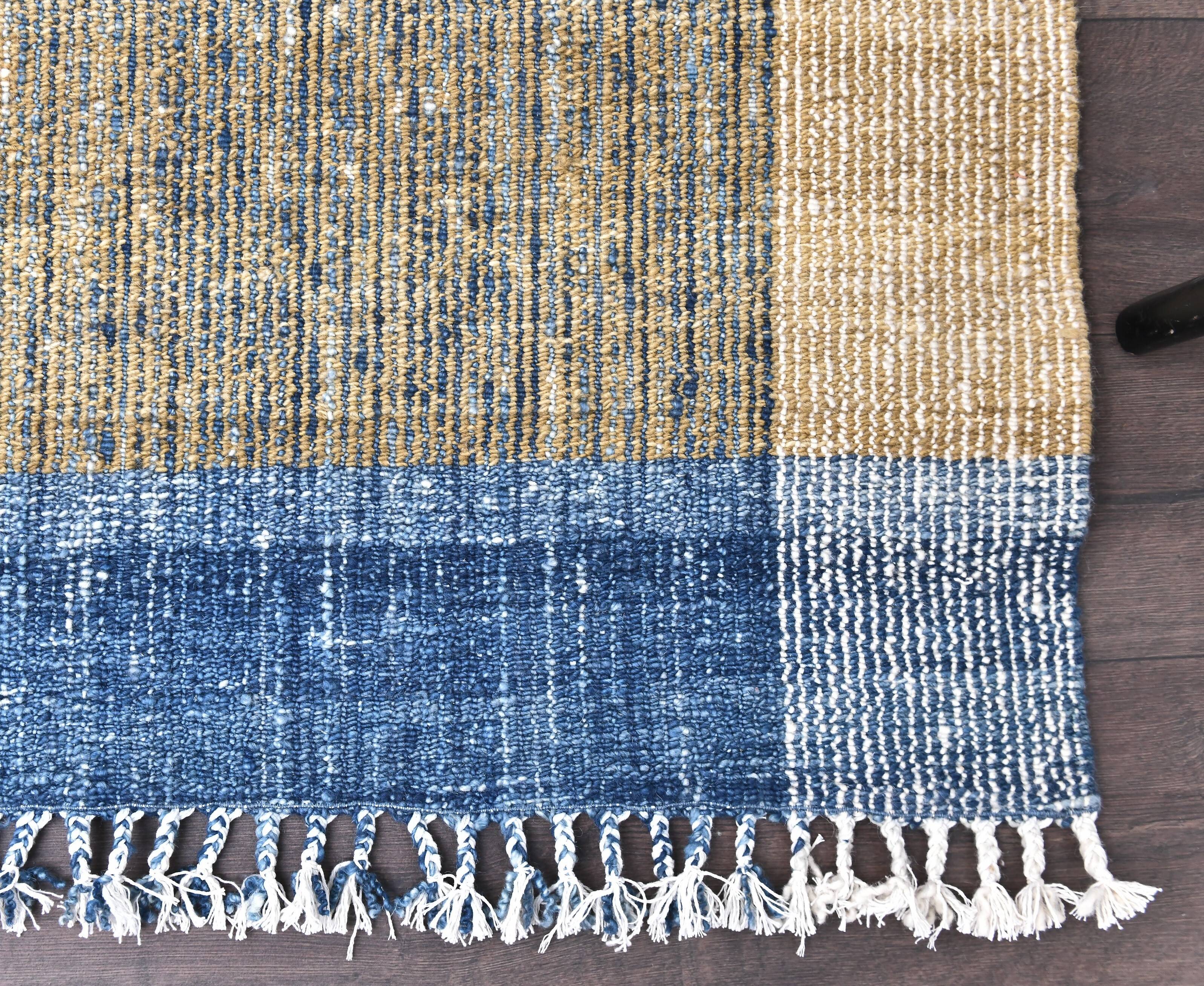 Mustard Kilim Rug- Yellow Blue Kilim Rug 190x290cm wool kilim tapi