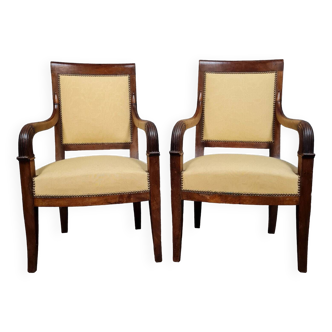Pair of Empire period mahogany armchairs circa 1810